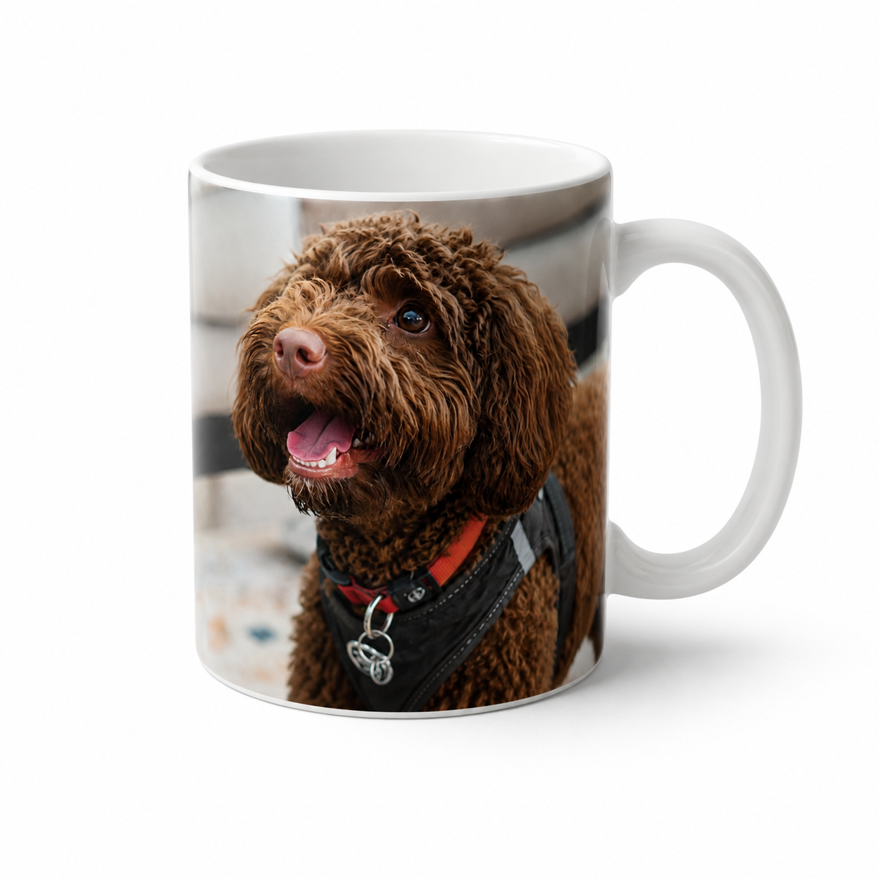 Taza de cerámica blanca de 11 oz con color en el interior